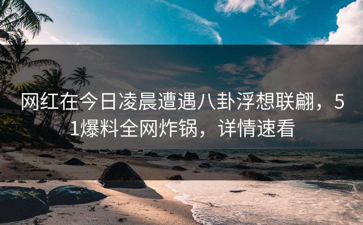 网红在今日凌晨遭遇八卦浮想联翩，51爆料全网炸锅，详情速看