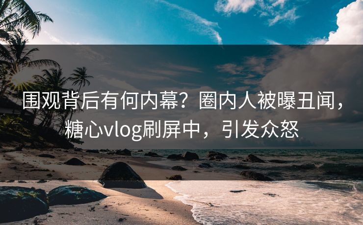 围观背后有何内幕？圈内人被曝丑闻，糖心vlog刷屏中，引发众怒