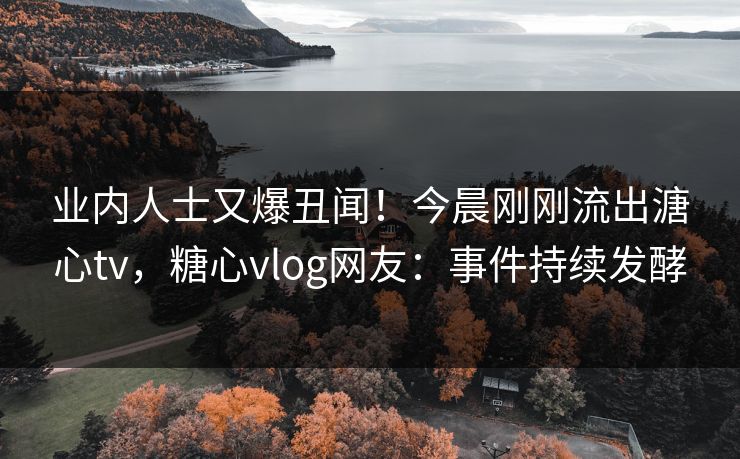 业内人士又爆丑闻！今晨刚刚流出溏心tv，糖心vlog网友：事件持续发酵