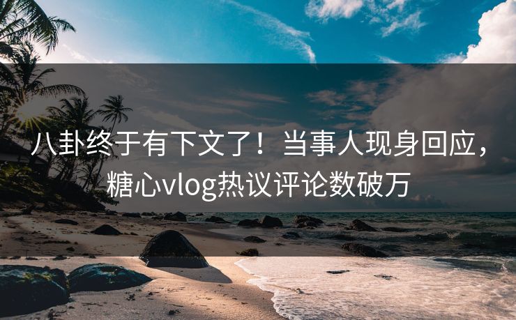 八卦终于有下文了！当事人现身回应，糖心vlog热议评论数破万