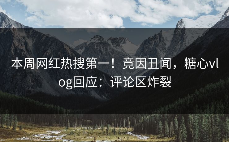 本周网红热搜第一！竟因丑闻，糖心vlog回应：评论区炸裂