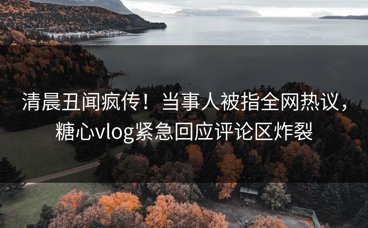 清晨丑闻疯传！当事人被指全网热议，糖心vlog紧急回应评论区炸裂
