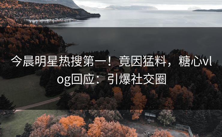 今晨明星热搜第一！竟因猛料，糖心vlog回应：引爆社交圈
