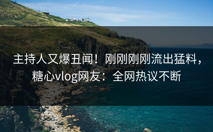 主持人又爆丑闻！刚刚刚刚流出猛料，糖心vlog网友：全网热议不断
