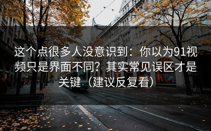 这个点很多人没意识到：你以为91视频只是界面不同？其实常见误区才是关键（建议反复看）